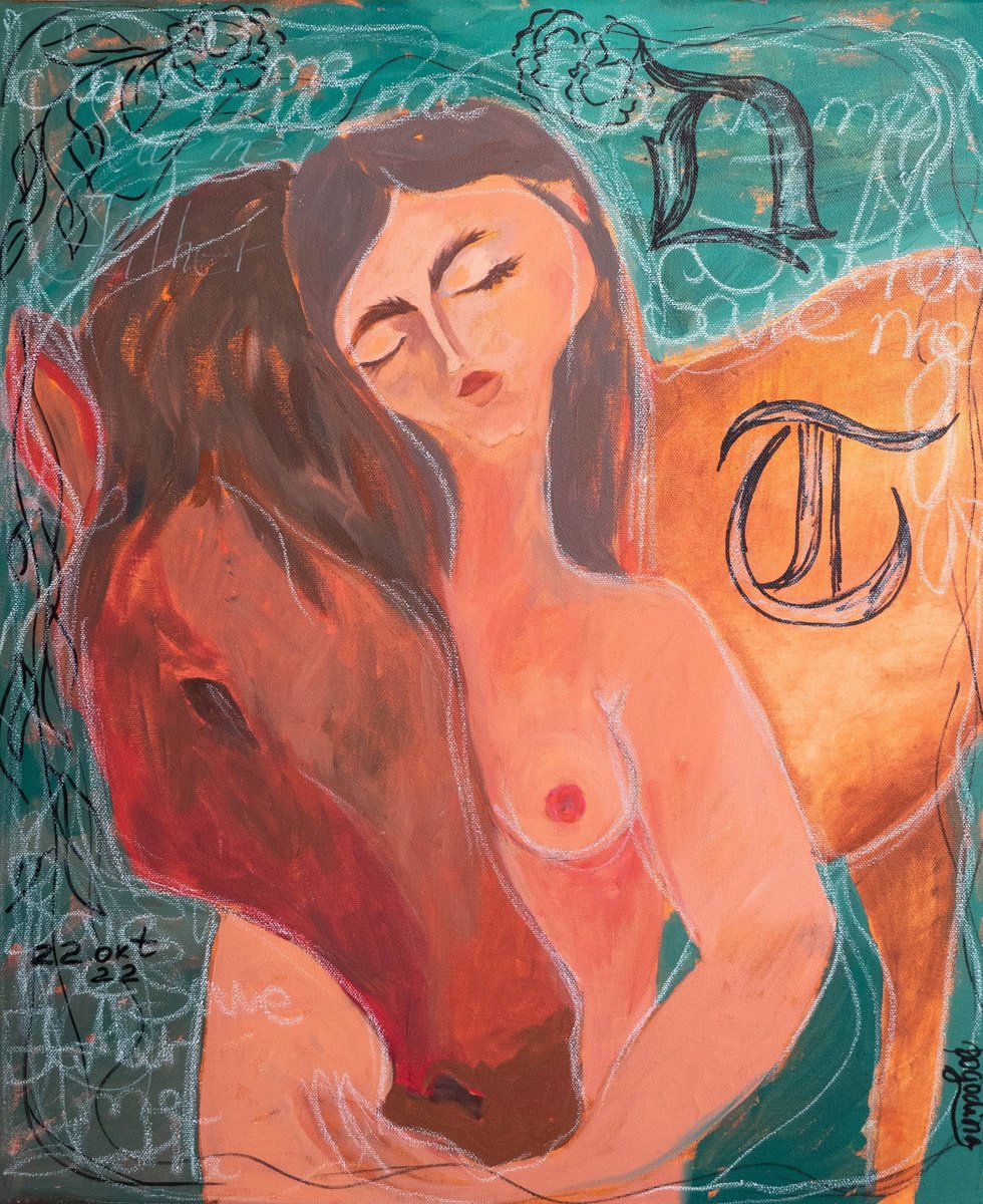 Impressionistic Portrait Oil Painting By Dasha Pogodina, 18 X 22, Shelter Me, Original Artwork