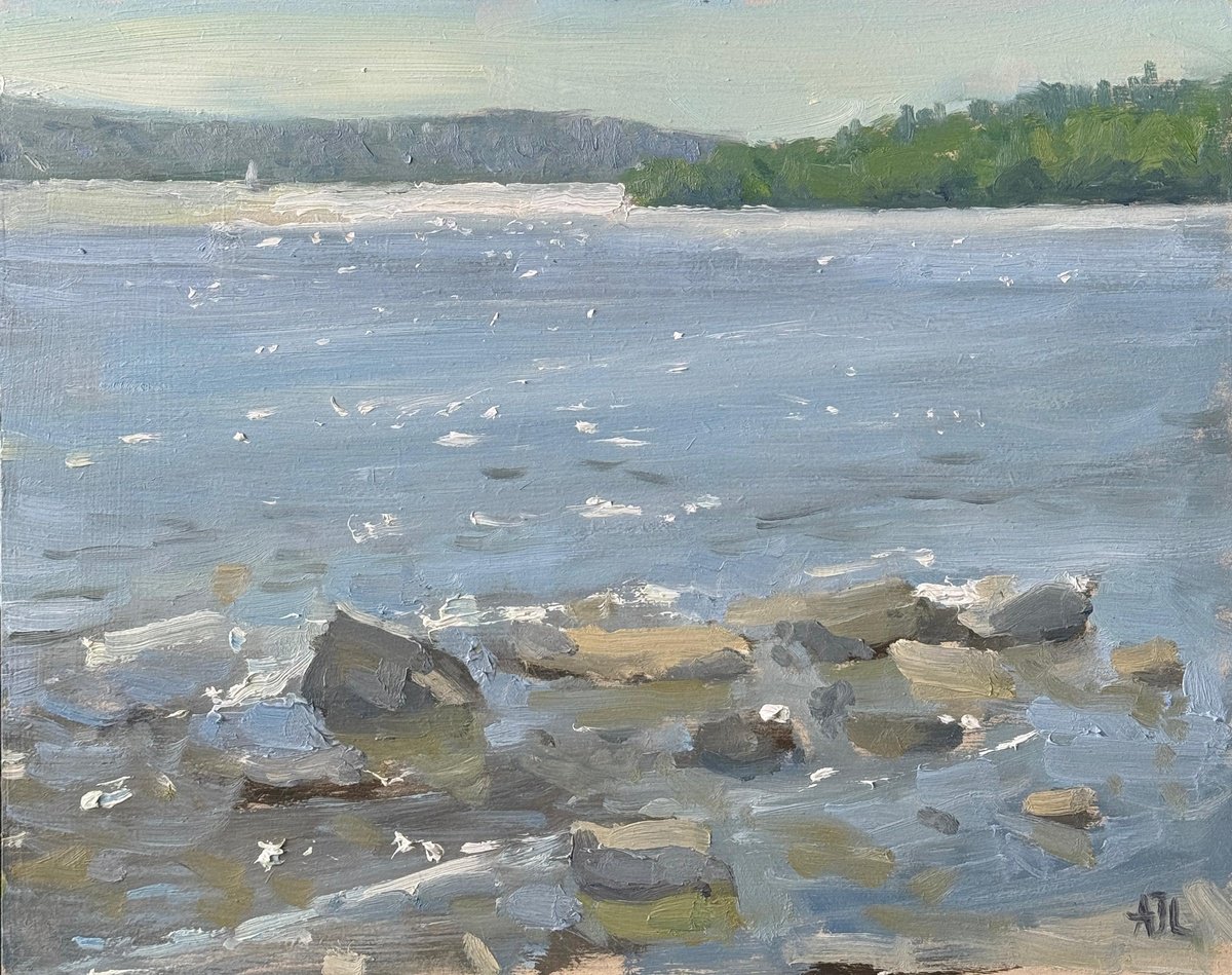 Impressionistic Landscape Oil Painting By Alex James Long, 12 X 9, Light On Lake Windermere, Original Artwork