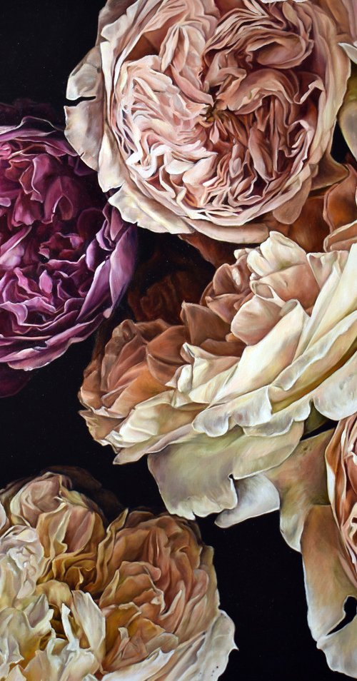 Oil painting with rose buds 80 * 100 cm by Irina Ivlieva