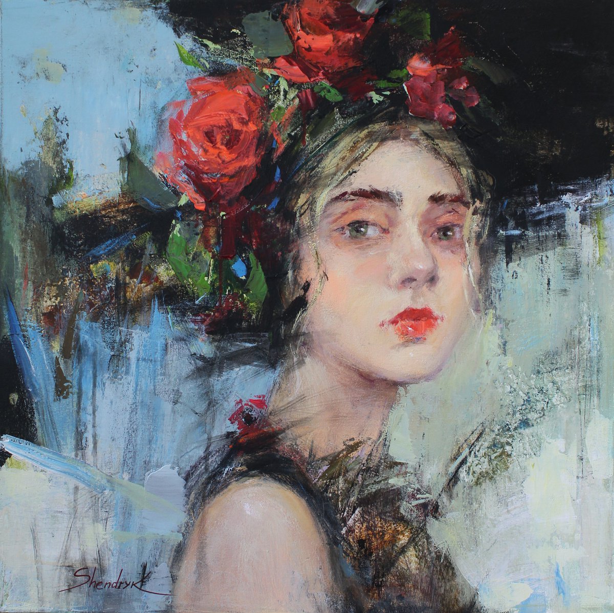 Impressionistic Portrait Acrylic Painting By Tetiana Shendryk, 24 X 24", Nameless Girl, Original Artwork
