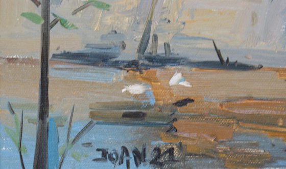 City beach in a spring day