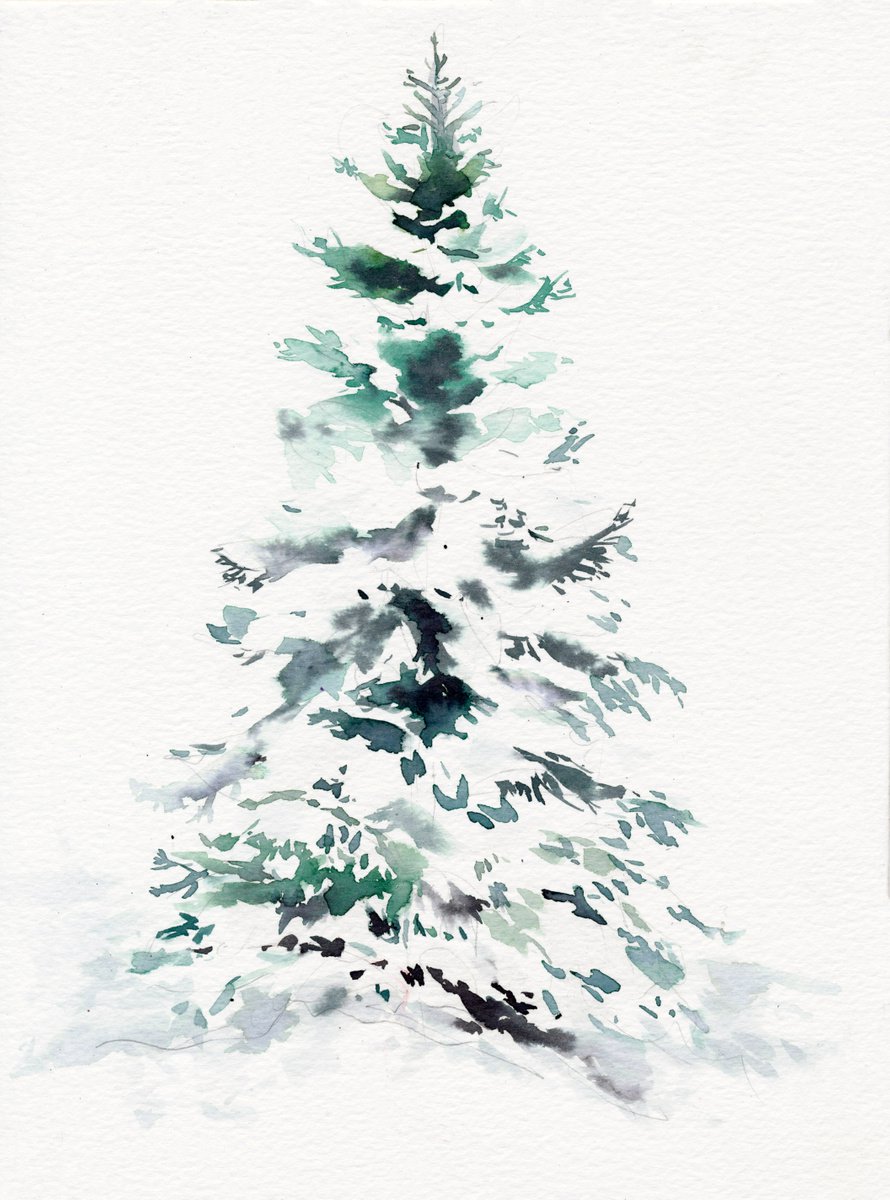 Christmas tree Watercolour by Doriana Popa | Artfinder