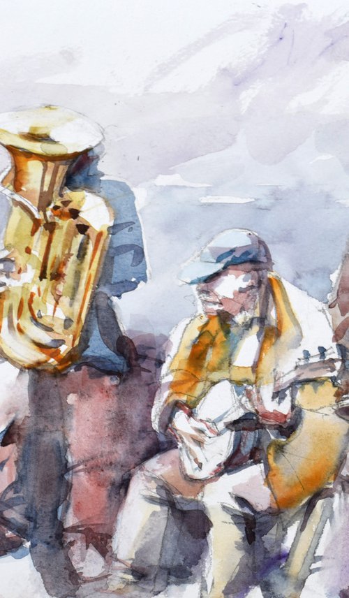 musicians in Prague 2 by Goran Žigolić Watercolors