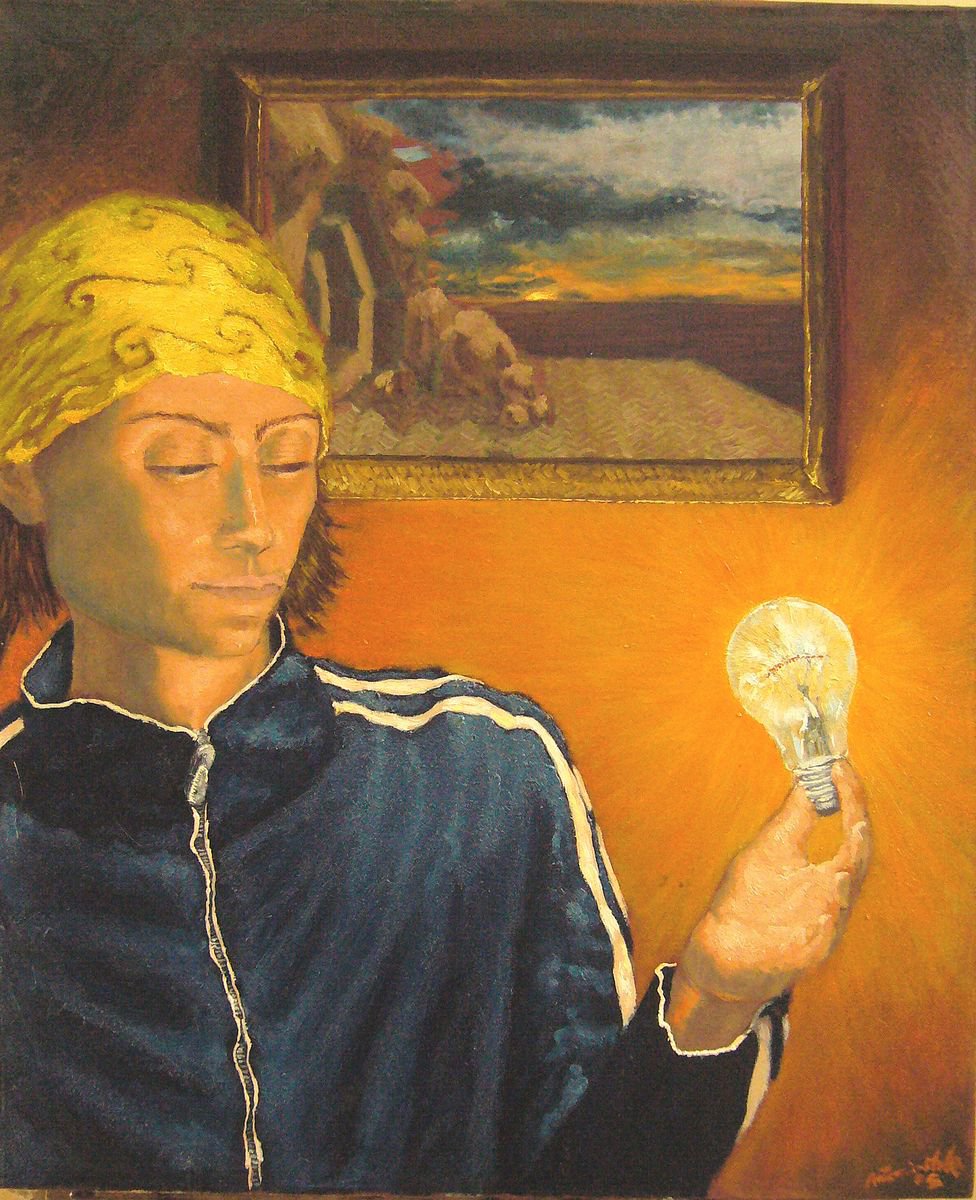 Portrait Oil Painting By Antonio Mele, 20 X 24, Apollo Il Dio Della Luce, Original Artwork