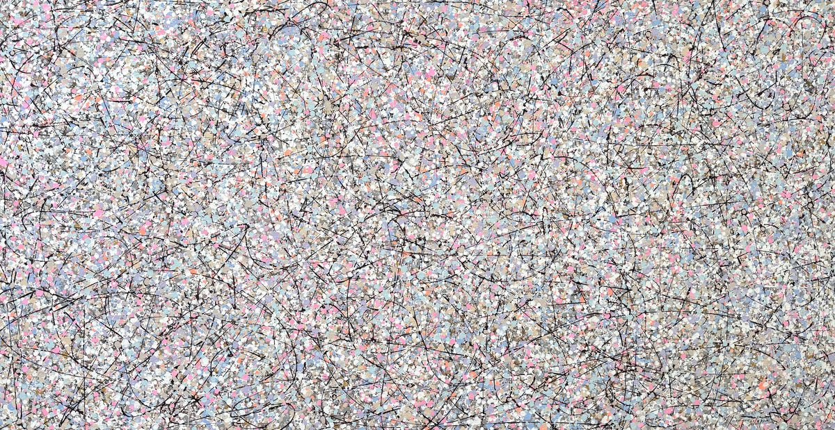 Abstract Acrylic Painting By Vahe Yeremyan, 69 X 37", Sphere Definition 8, Original Artwork