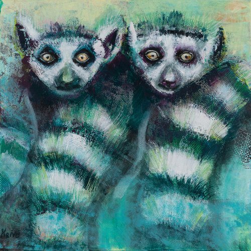 Painting | Acrylic | Raccoon by Vilma Krivicke