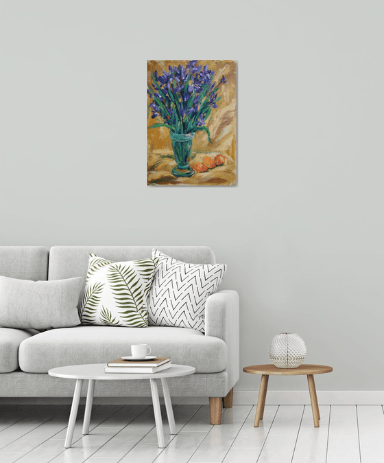 Irises and Apricots /  ORIGINAL PAINTING