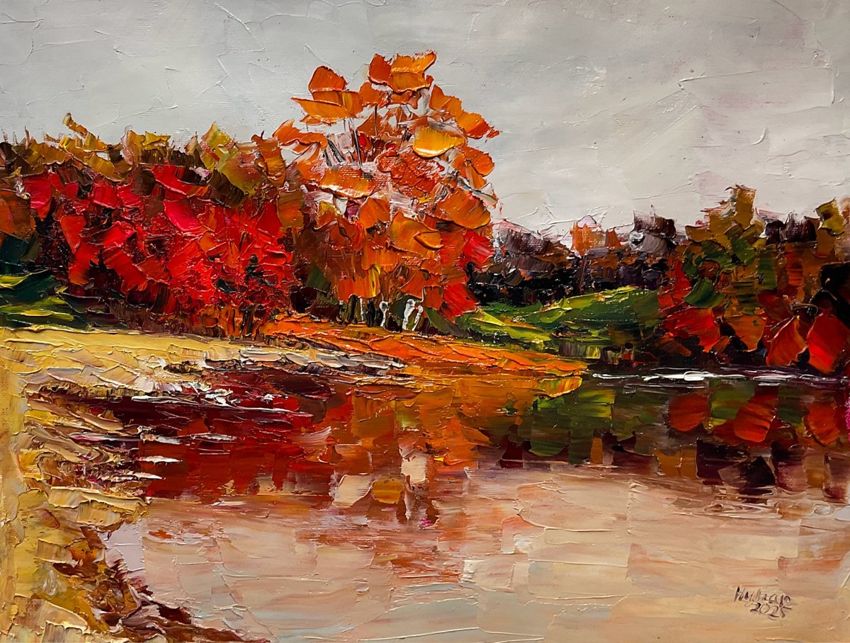 Red Autumn By Mariia Hyhar, 16 X 12, Artwork For Sale On Artfinder