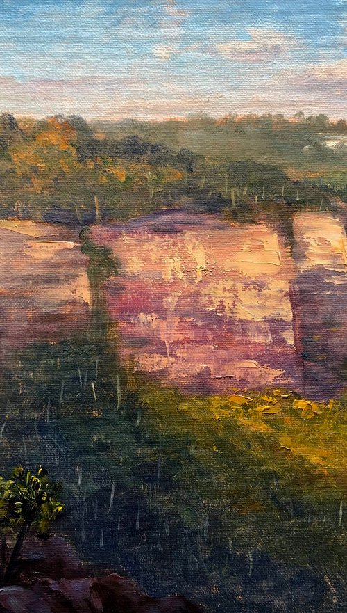 Getting Dark at Hargraves lookout Blackheath - Plein air painting by Christopher Vidal