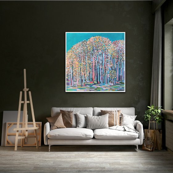 Autumn forest / 90 x 90 x 0,1 cm