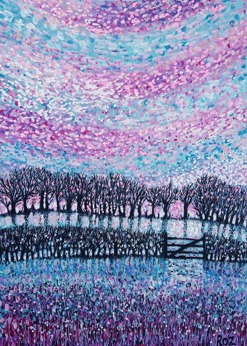 Impressionist Sky Trees 4 by Roz Edwards