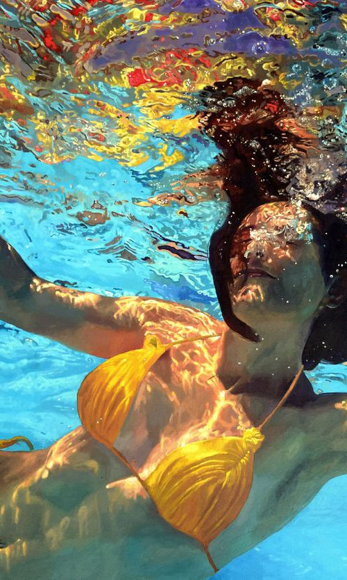Acionna - Large Swimming Painting by Abi Whitlock