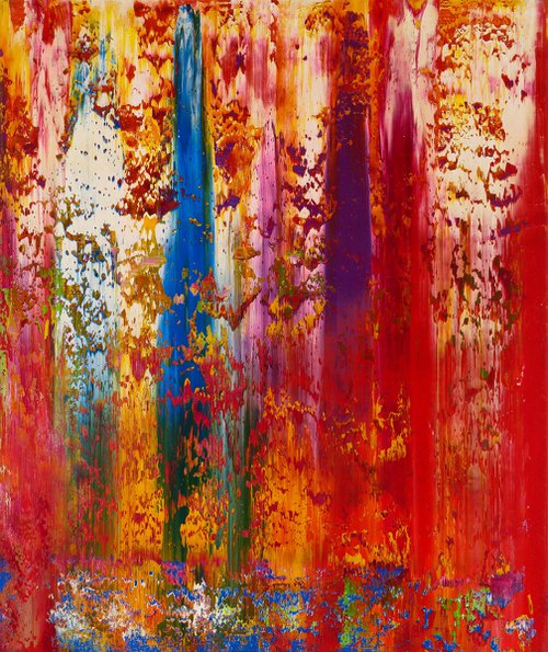 60x50 cm | 23,5x19,5″ Red Purple abstract painting Original canvas art by Vadim Shamanov