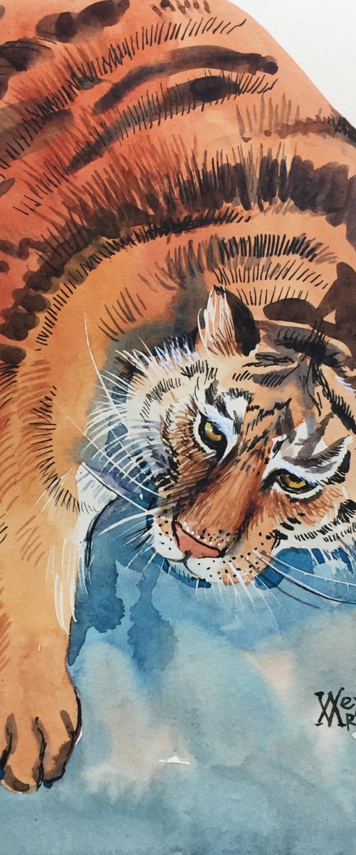Tiger. Animal painting. Year of the tiger by Natalia Veyner