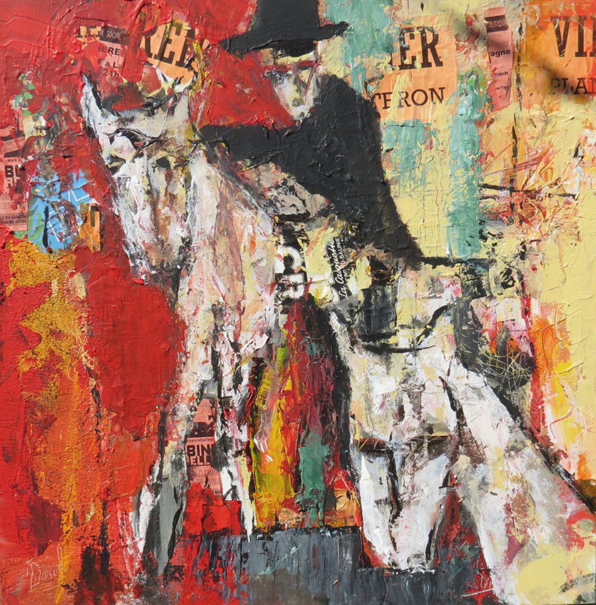 Expressive Painting , Ride In The City By Jacques Donneaud, 31 X 31, Artwork For Sale On Artfinder