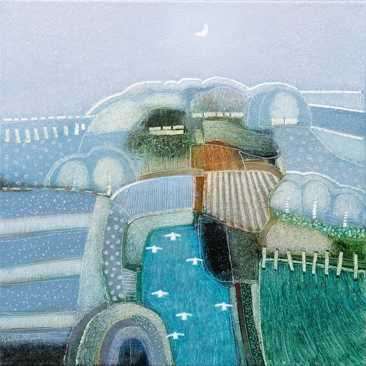 Landscape Oil Painting By Rob Van Hoek, 21 X 21", Even Though The Day Is Done, Original Artwork