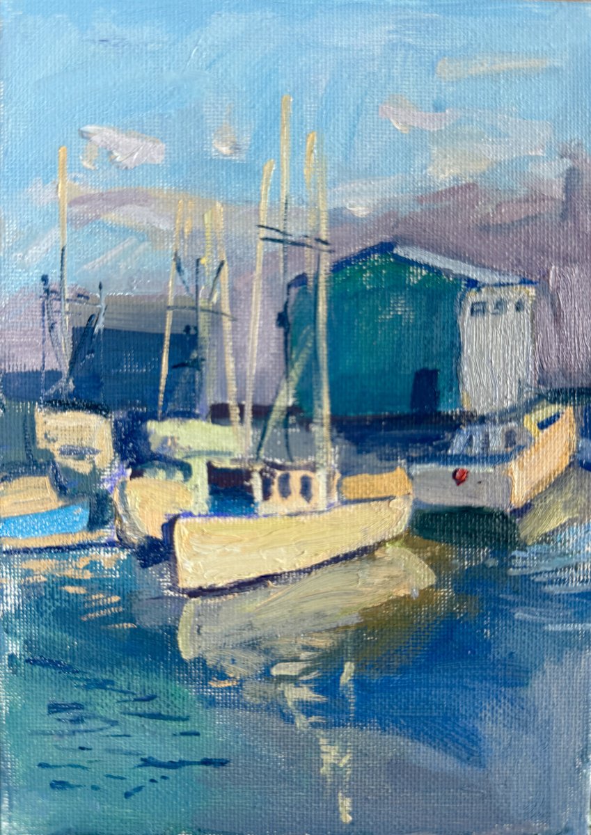 Evening Sun At The Dock By Kate Sosonna, 5 X 7, Artwork For Sale On Artfinder