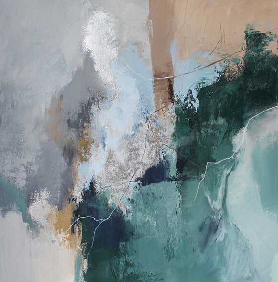 "Coast" Abstract green gray brown art