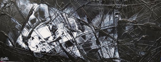 Black Salt 200cm x 80cm Black White Abstract Art