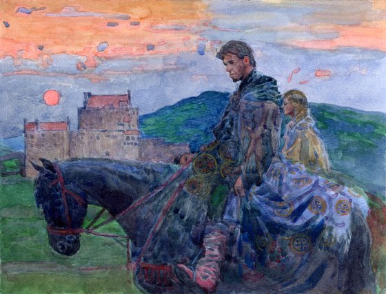 The prince and Rapunzel at the castle