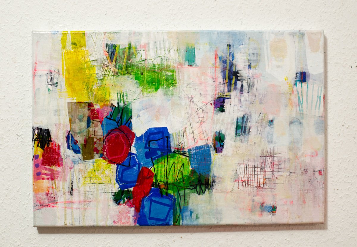 Abstract Acrylic Painting By Junichi Oboshi, 24 X 16", Daily 2, Original Artwork