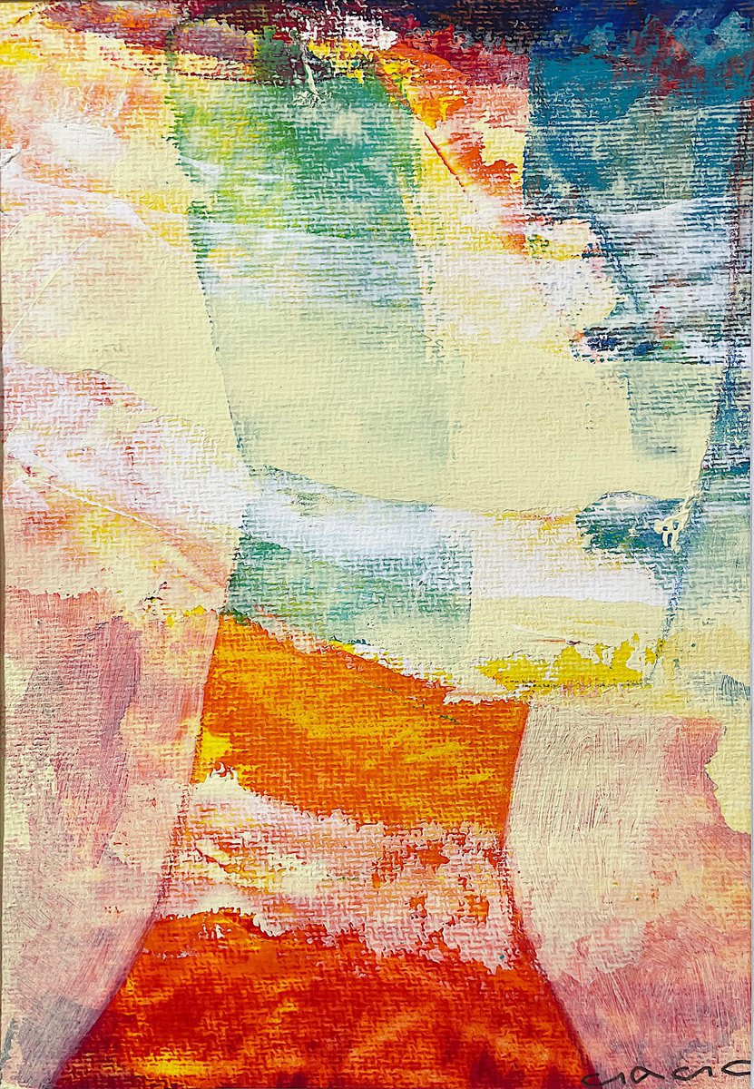 Naive Portrait Acrylic Painting By Gago Chtchyan, 8 X 11, Portrait Vii, Original Artwork