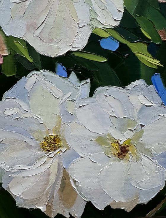 Glowing white roses