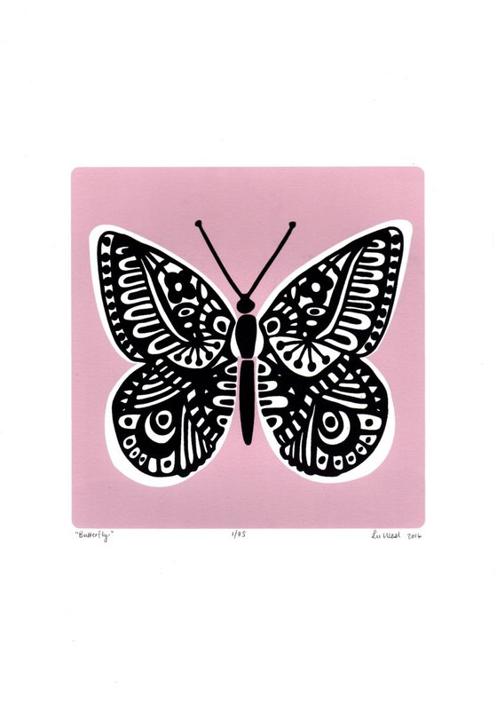 Butterfly in Powder Pink - Framed - FREE UK Delivery