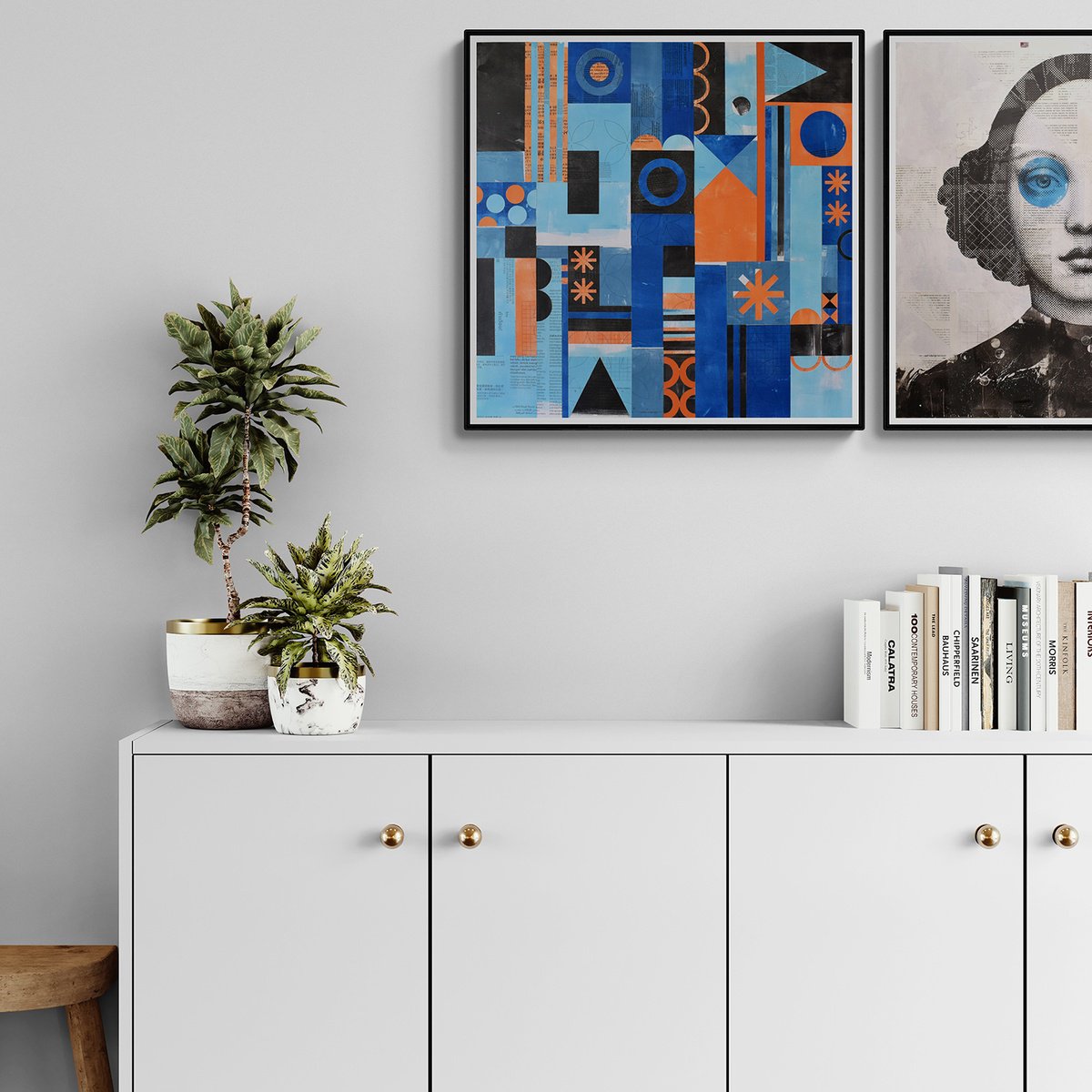 Geometric Abstract Painting By Manel Villalonga, 24 X 24", 294_Night And Stars, Original Artwork