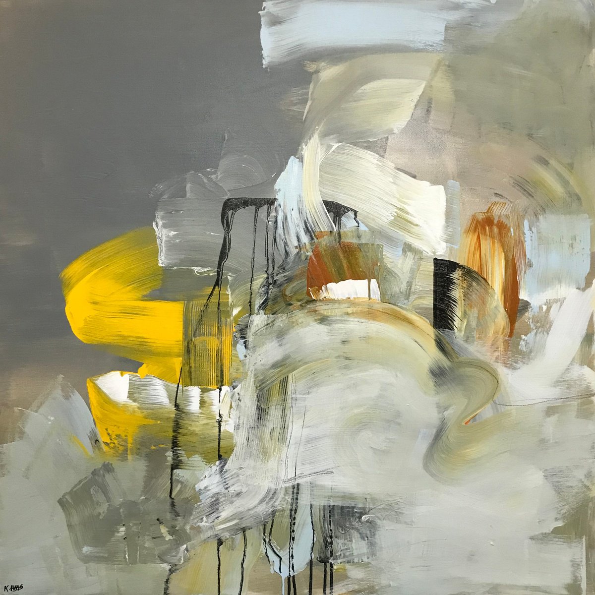 Organic Abstract Acrylic Painting By Kris Haas, 36 X 36", Freedom Once More, Original Artwork