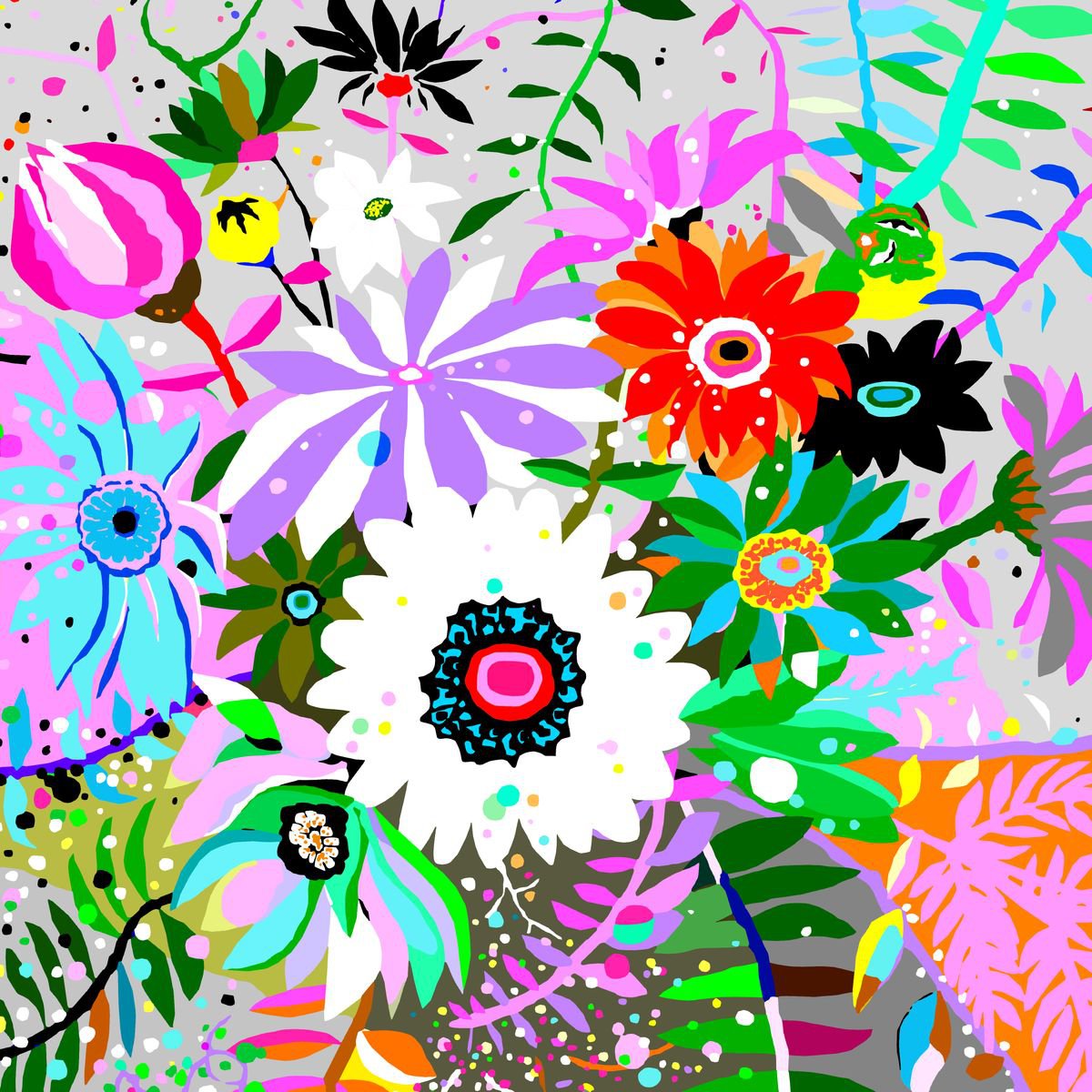 Flowers for Mary (Flores para Maria) (pop art, flowers) by Alejos - Pop Art landscapes