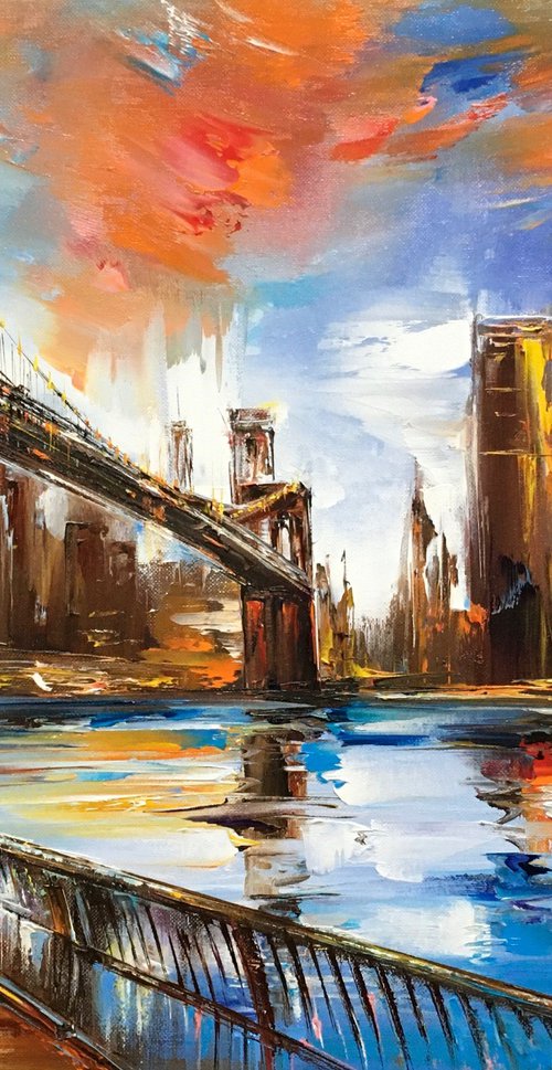 View of the Brooklyn Bridge by Olena Romanenko