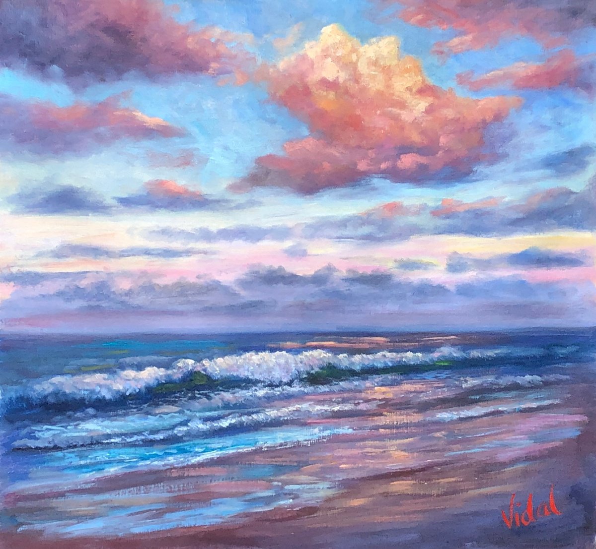 Last Light At Coolum Beach By Christopher Vidal, 17 X 17, Artwork For Sale On Artfinder