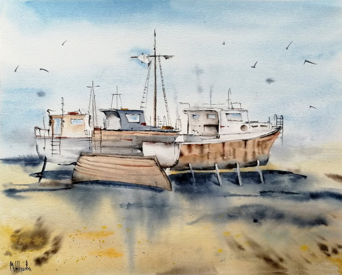 Boat painting by Marina Zhukova