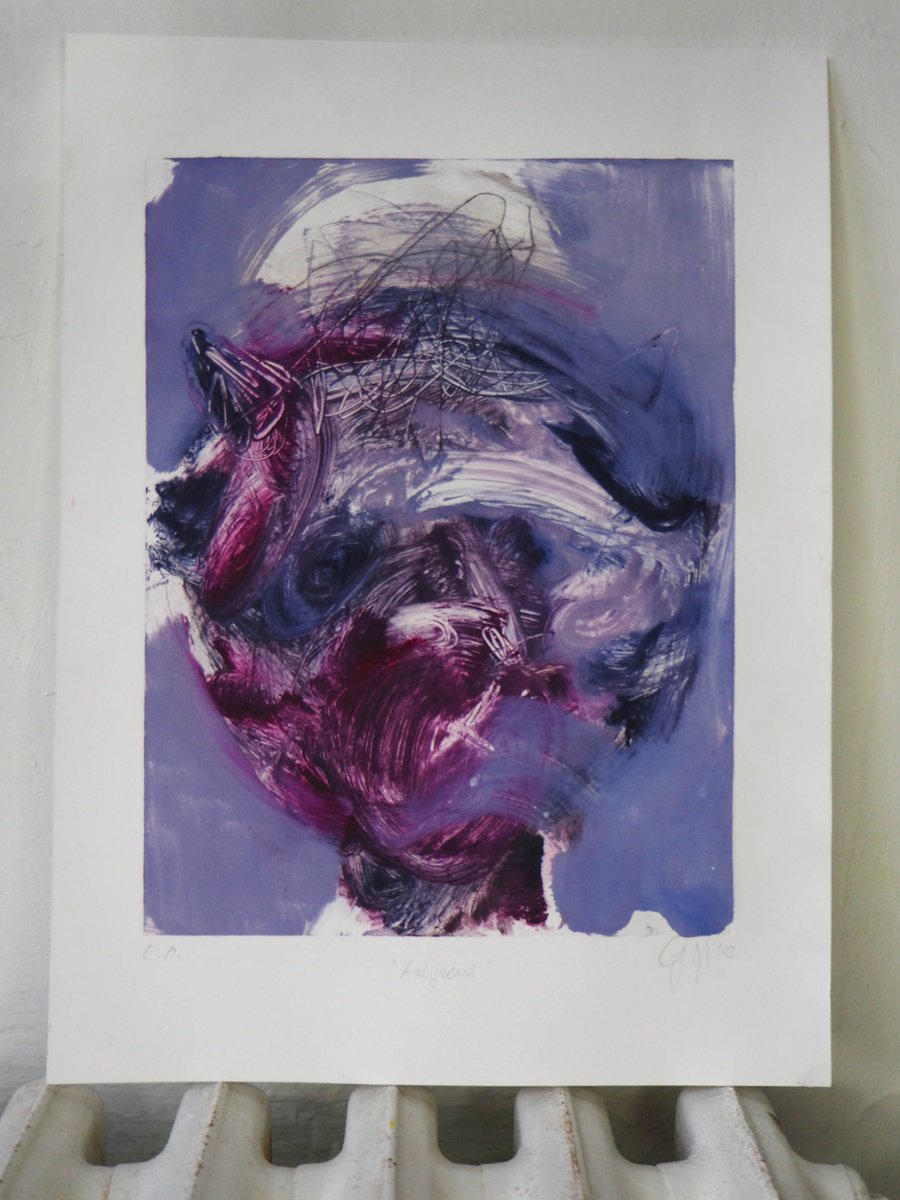 Expressive Portrait Limited Edition Print By Cynthia Gregorova, 8 X 12, Labyrinth, Original Artwork