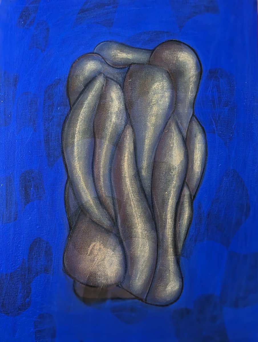 Organic Abstract Acrylic Painting By Massimo Castronuovo, 16 X 20", Ocean, Original Artwork