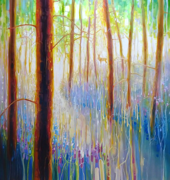 Bluebell Symphony - a very large oil painting of a Spring Woodland