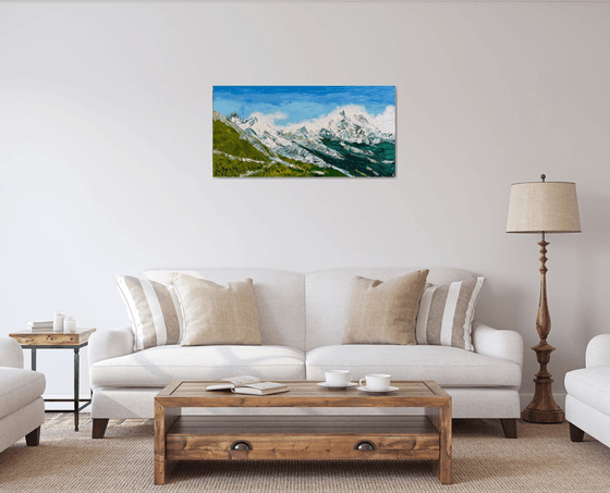 Mountain Original Oil Painting on Canvas, Winter Landscape Large Wall Art, Slovak Home Decor