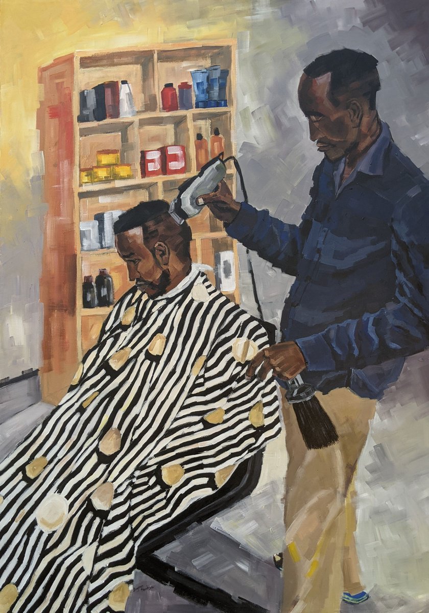 Impressionistic Portrait Acrylic Painting By Bugingo Noah, 28 X 39, Kazi Ni Kazi, Original Artwork