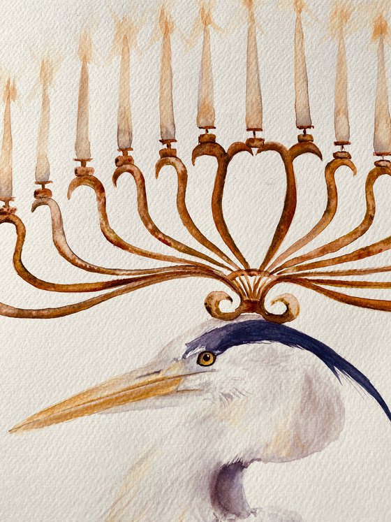 Heron bird & Golden Candelabra