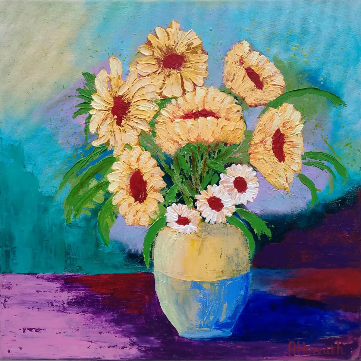Sunflower Days By Amanda Horvath, 17 X 17, Artwork For Sale On Artfinder