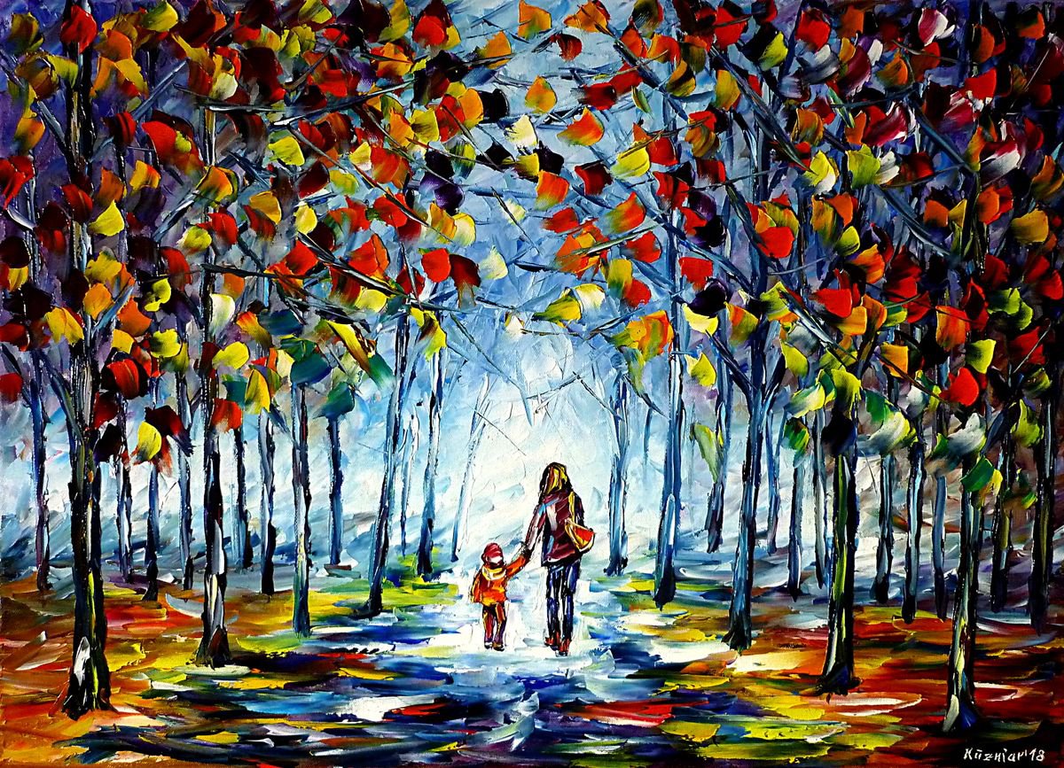 Expressive Oil Painting , Autumn Mood In The Park By Mirek Kuzniar, 28 X 20, Artwork For Sale On Artfinder