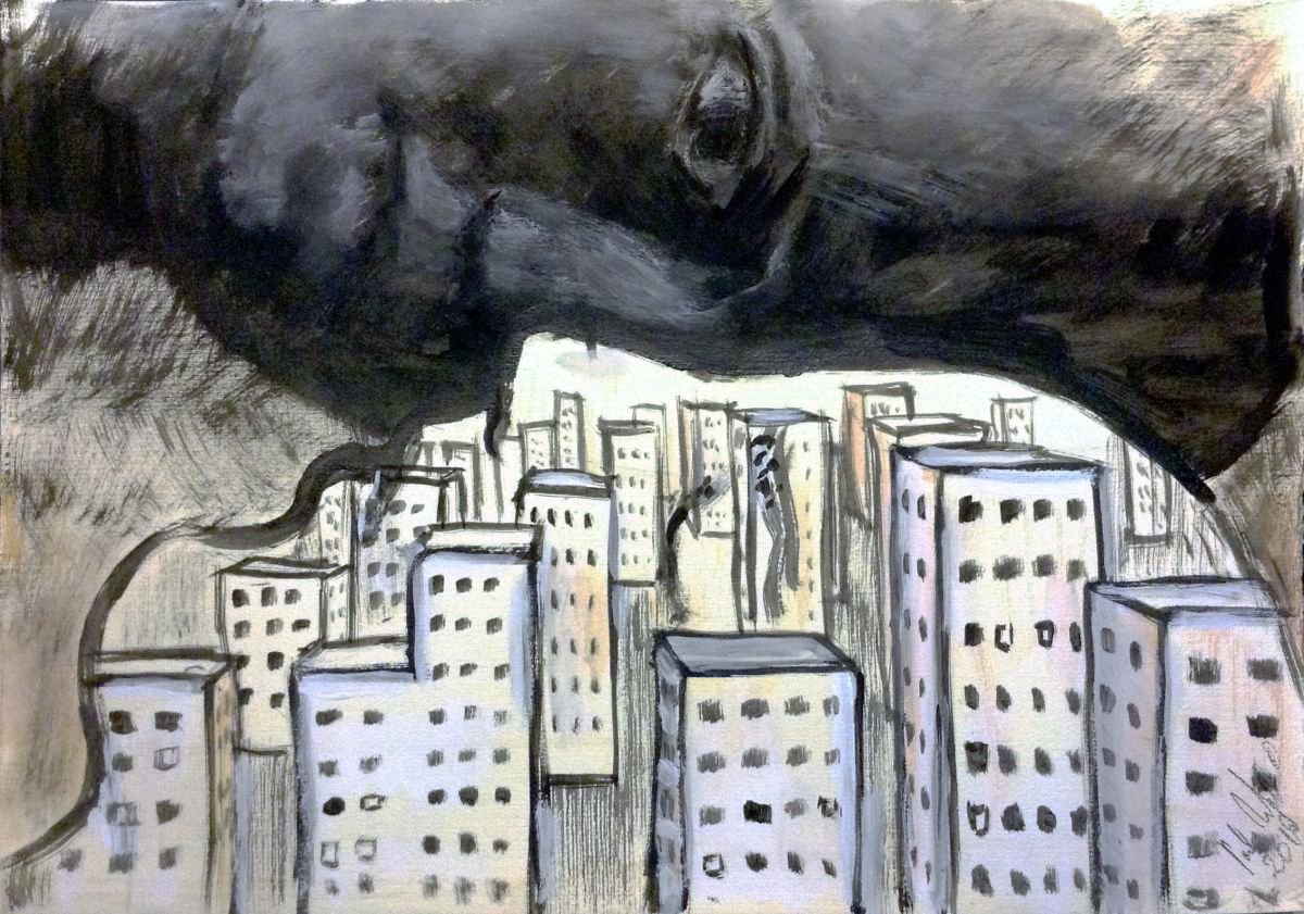 Urban And Pop Painting , The Naked City By Paolo Beneforti, 20 X 14, Artwork For Sale On Artfinder