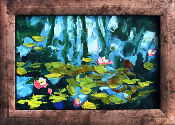 Pond.., framed /  From my a series of mini works LANDSCAPE /  ORIGINAL PAINTING