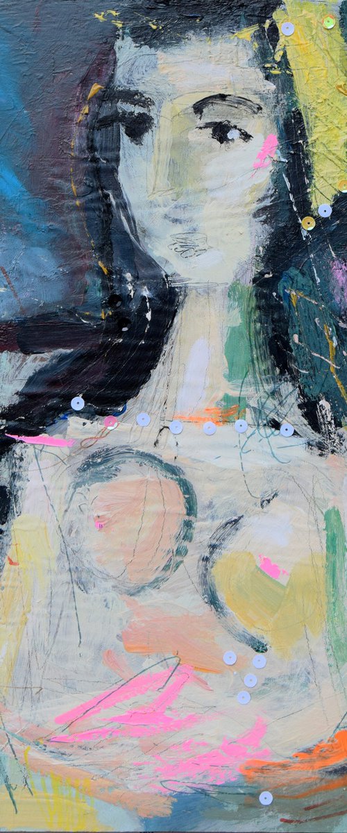 Femme assise dans un fauteuil, buste (inspired by Picasso) 10-22 by Catalin Ilinca