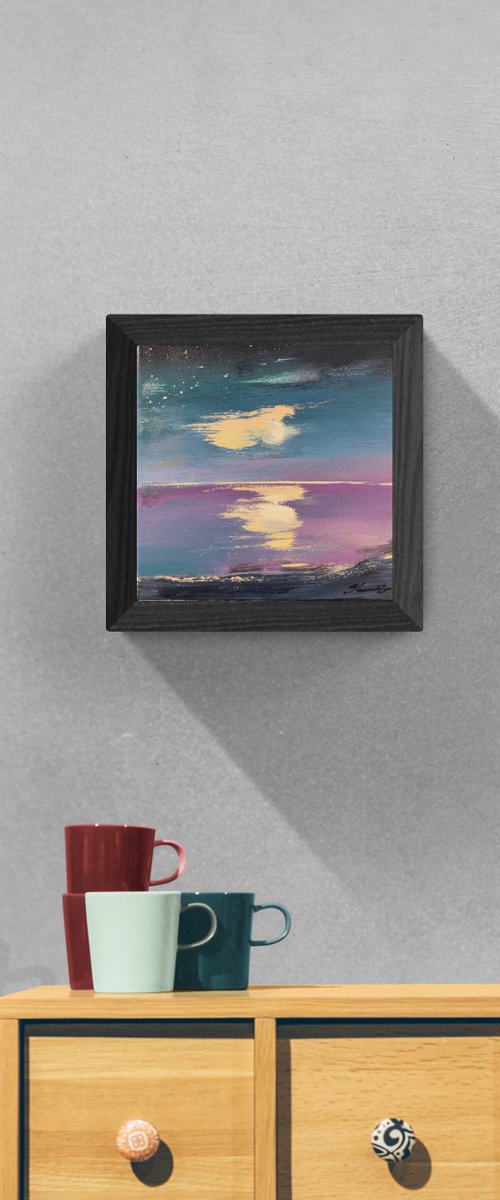 Small framed seascape - "Night sky" - Landscape - Seascape - Sea - Ocean by Yaroslav Yasenev