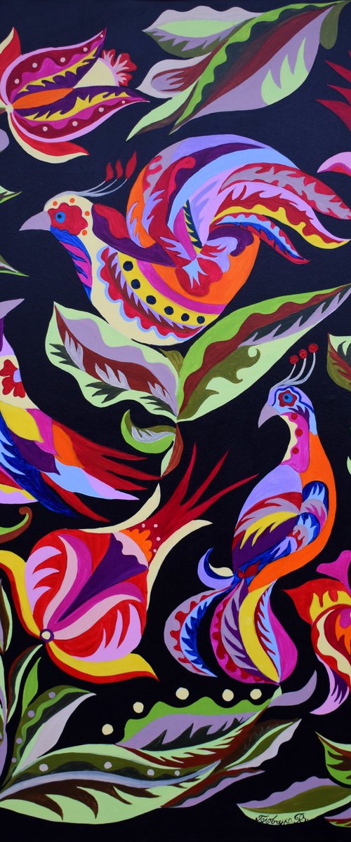 Birds on Flowers by Tusya Lav