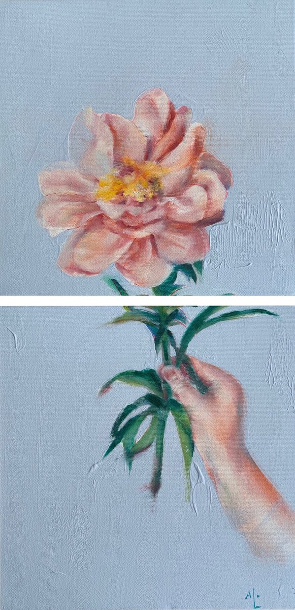 Hand with a peony by Alina Lobanova