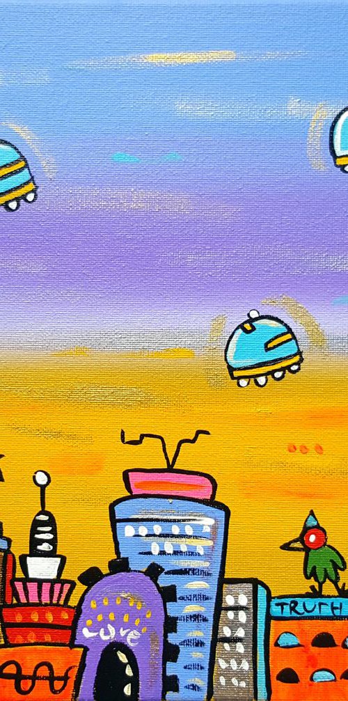 Little Bird  Futuristic City by Maria Luisa  Azzini