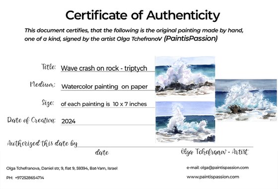 Wave crash on rock - triptych